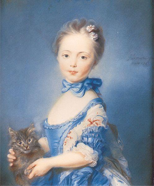 PERRONNEAU, Jean-Baptiste A Girl with a Kitten Sweden oil painting art